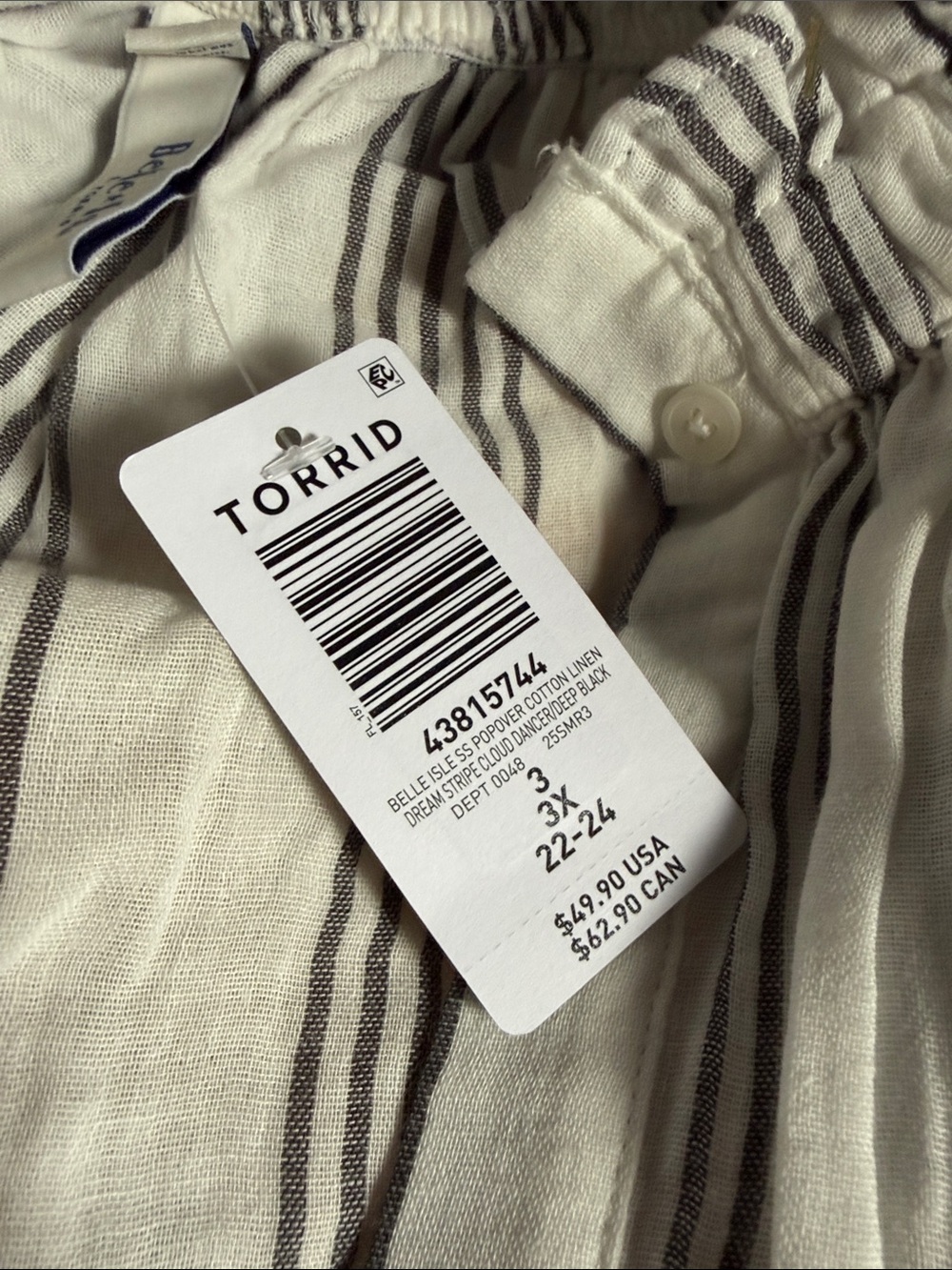 torrid White and Black Striped Button-Front Blouse - Picture 2 of 4